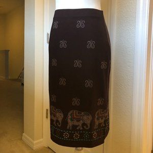 $10 SALE!! Stretchy Brown Skirt with Elephants